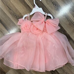 2 of Pink and black Tulle Dresses with Rosettes and Bow